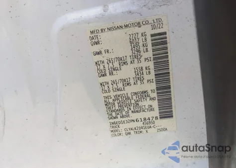 2023 Nissan Frontier Pro-X 4X2 z USA, uszkodzony, nr VIN 1N6ED1EJ2PN618478